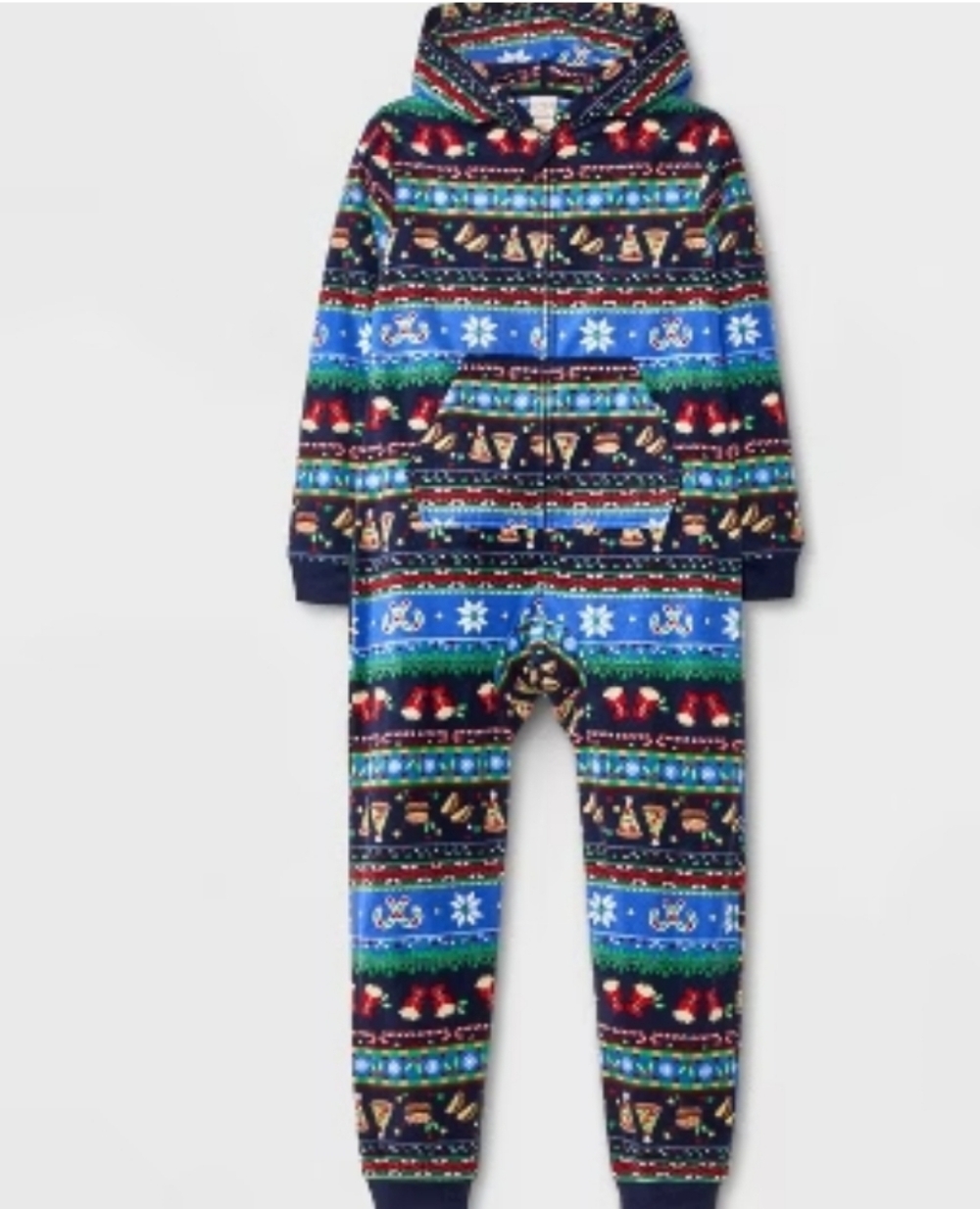 Boys' Christmas Food Fairisle Long Sleeve Union Suit - Cat & Jack Blue XL (14)